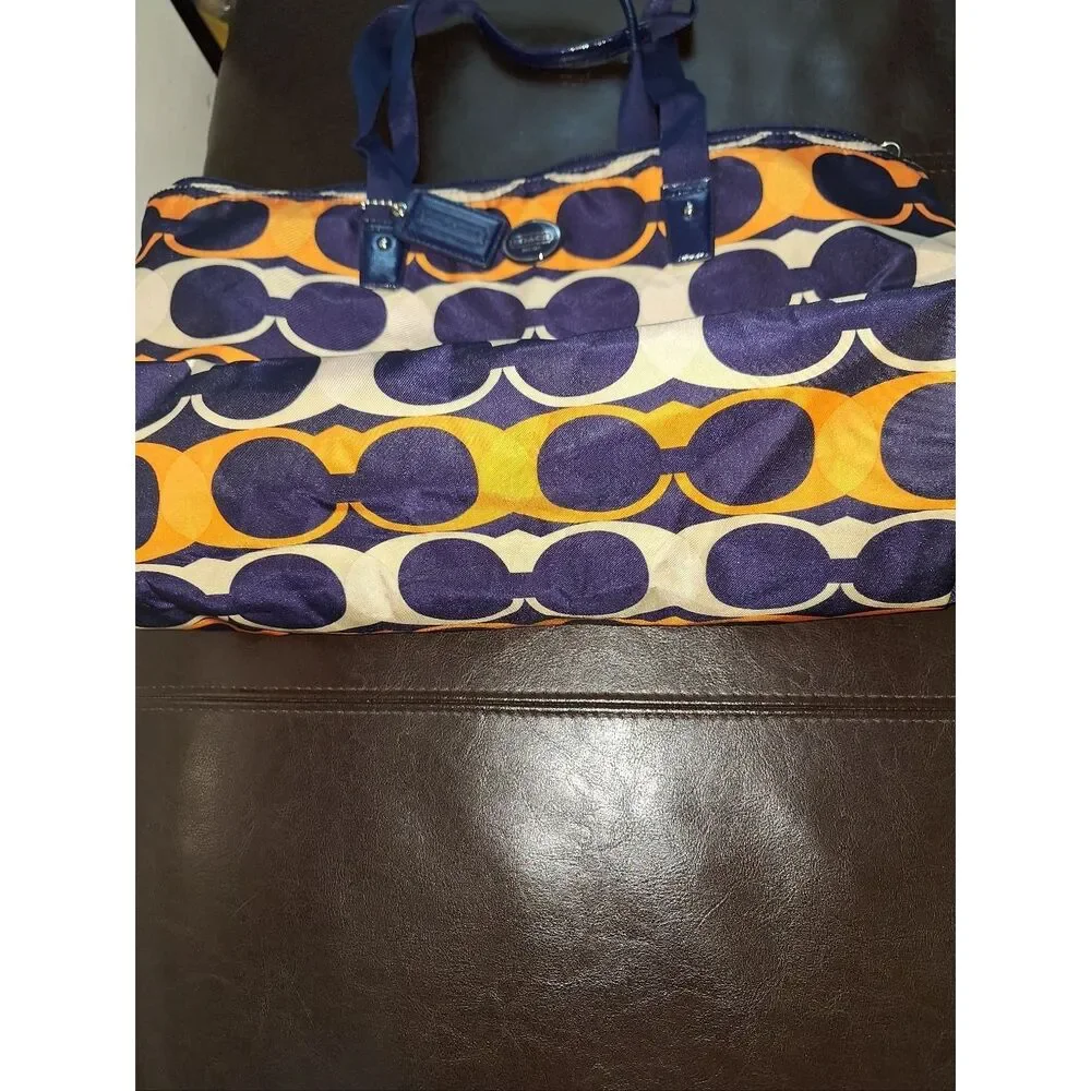 Coach Multicolor Logo Nylon Tote Bag